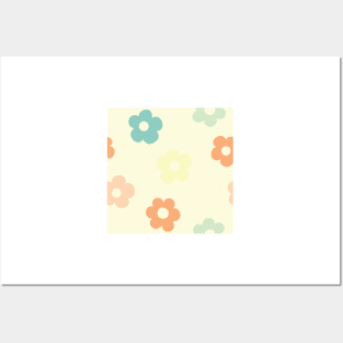 Chunky Retro Flowers - Cute Pastel Combo Posters and Art